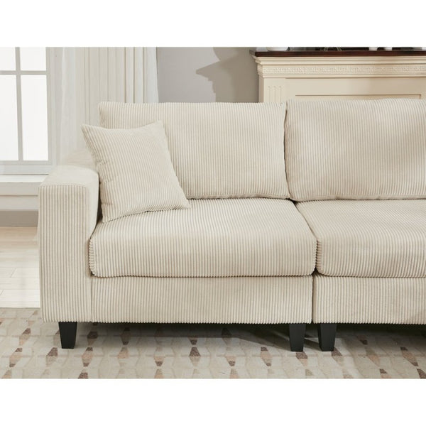 English Elm New Modular Corduroy Sectional Sofa with Deep Seats and Eleven Included Cushions W2108S00089