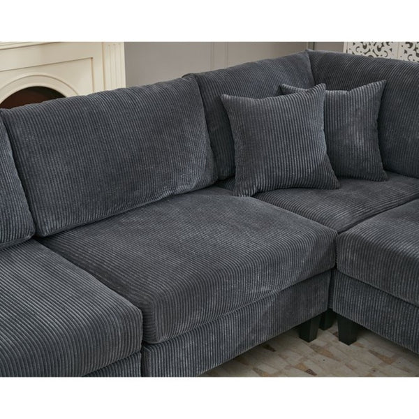 English Elm New Modular L Shaped Sectional Sofa Corduroy Upholstered Deep Seat Five Person Living Room W2108S00090