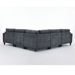 English Elm New Modular L Shaped Sectional Sofa Corduroy Upholstered Deep Seat Five Person Living Room W2108S00090