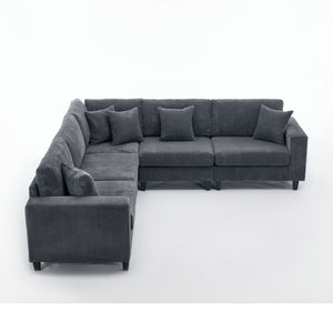 English Elm New Modular L Shaped Sectional Sofa Corduroy Upholstered Deep Seat Five Person Living Room W2108S00090