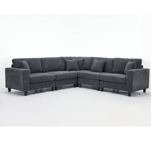 English Elm New Modular L Shaped Sectional Sofa Corduroy Upholstered Deep Seat Five Person Living Room W2108S00090