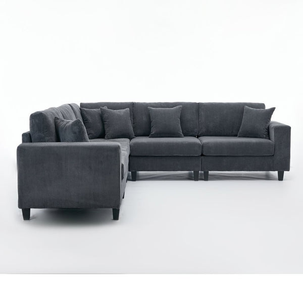 English Elm New Modular L Shaped Sectional Sofa Corduroy Upholstered Deep Seat Five Person Living Room W2108S00090