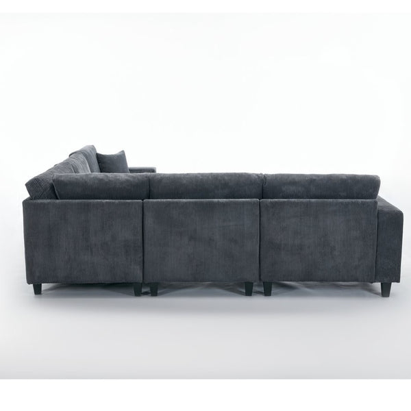English Elm New Modular L Shaped Sectional Sofa Corduroy Upholstered Deep Seat Five Person Living Room W2108S00090