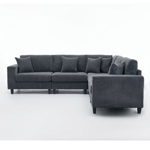 English Elm New Modular L Shaped Sectional Sofa Corduroy Upholstered Deep Seat Five Person Living Room W2108S00090