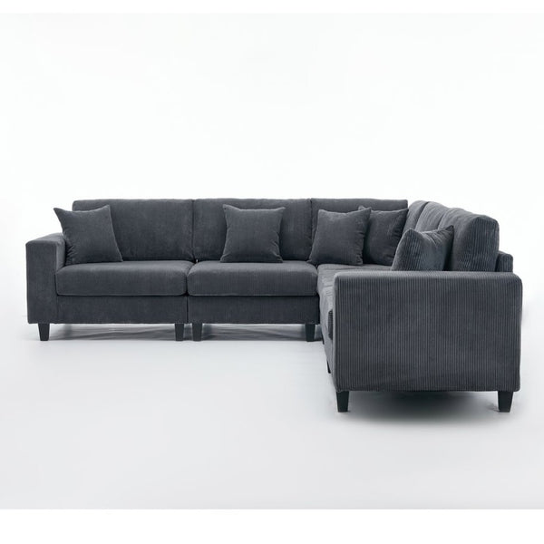 English Elm New Modular L Shaped Sectional Sofa Corduroy Upholstered Deep Seat Five Person Living Room W2108S00090