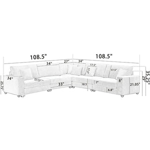 English Elm New Modular L Shaped Sectional Sofa Corduroy Upholstered Deep Seat Five Person Living Room W2108S00090