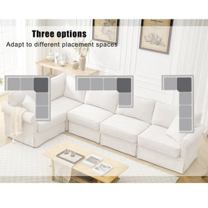 English Elm [new Arrived] Modular Linen Sectional Sofa with Reversible Chaise and Pocket Spring Support Beige W2108S00098
