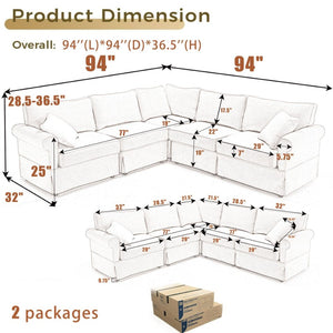 English Elm [new Arrived] Modular Linen Sectional Sofa with Reversible Chaise and Pocket Spring Support Beige W2108S00098