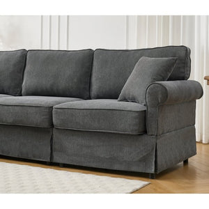 English Elm [new Arrived] Modular Linen Sectional Sofa with Reversible Chaise and Pocket Spring Support Dark Gray W2108S00099