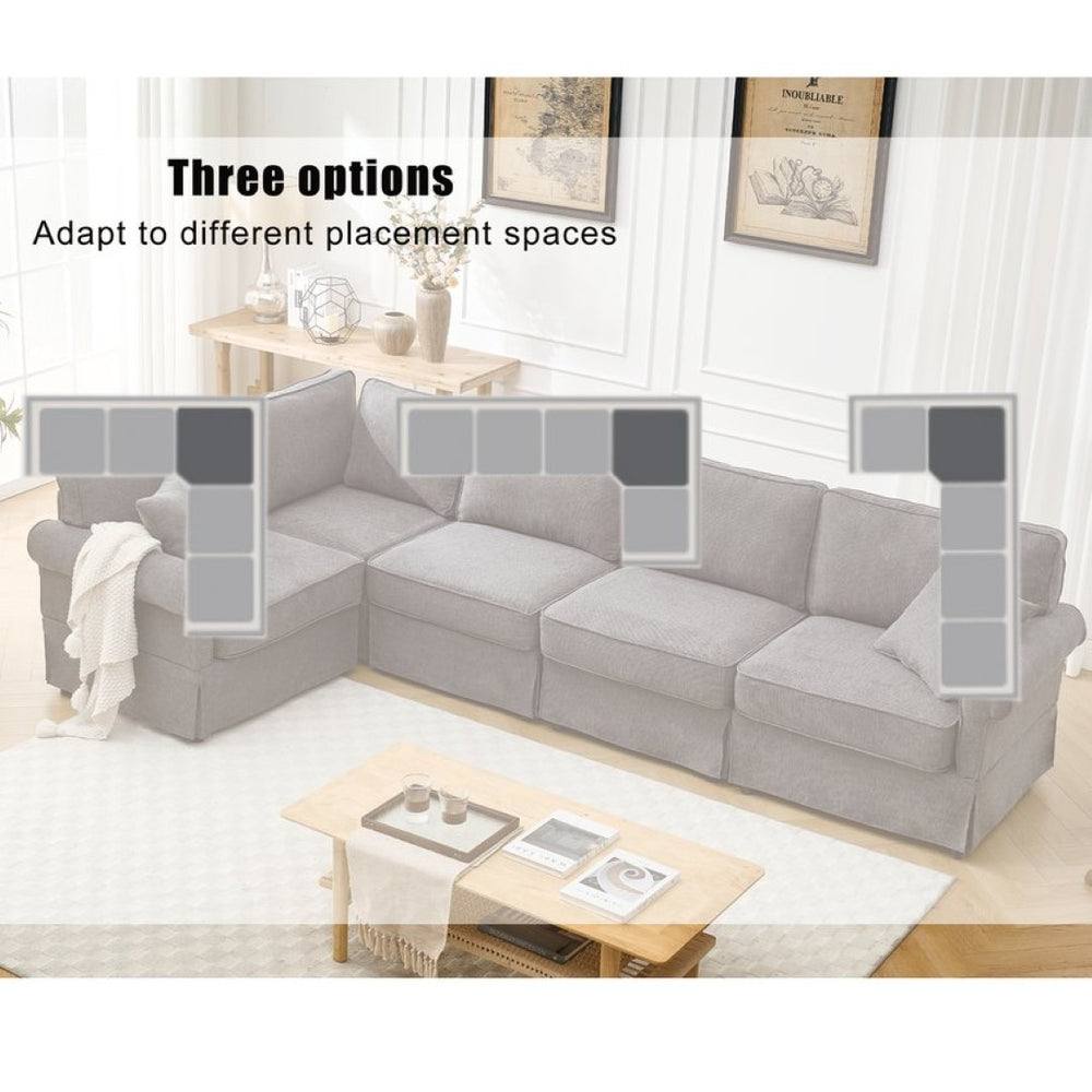 English Elm [new Arrived] Modular Linen Sectional Sofa with Reversible Chaise and Pocket Spring Support Dark Gray W2108S00099