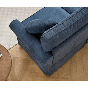 English Elm [new Arrived] Modular Linen Sectional Sofa with Reversible Chaise and Pocket Spring Support Dark Blue W2108S00100