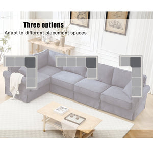 English Elm [new Arrived] Modular Linen Sectional Sofa with Reversible Chaise and Pocket Spring Support Dark Blue W2108S00100