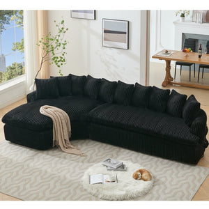 English Elm [new Arrived] 127 Inch Curved L-shape Sectional Sofa Corduroy Cushioned Living Room Seat W2108S00118