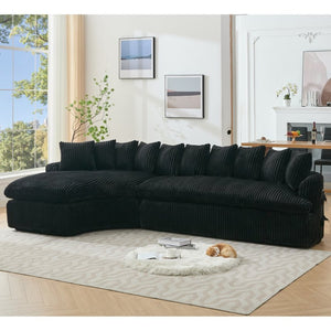 English Elm [new Arrived] 127 Inch Curved L-shape Sectional Sofa Corduroy Cushioned Living Room Seat W2108S00118