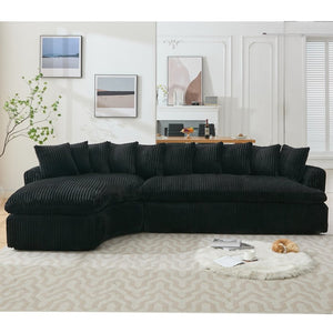 English Elm [new Arrived] 127 Inch Curved L-shape Sectional Sofa Corduroy Cushioned Living Room Seat W2108S00118