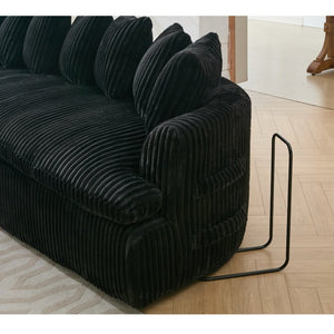 English Elm [new Arrived] 127 Inch Curved L-shape Sectional Sofa Corduroy Cushioned Living Room Seat W2108S00118