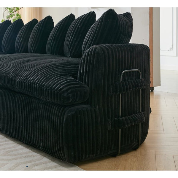 English Elm [new Arrived] 127 Inch Curved L-shape Sectional Sofa Corduroy Cushioned Living Room Seat W2108S00118
