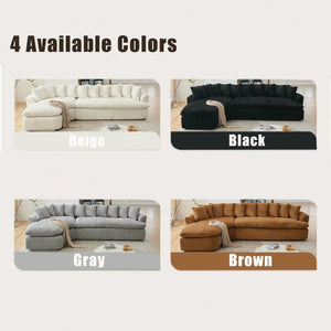 English Elm [new Arrived] 127 Inch Curved L-shape Sectional Sofa Corduroy Cushioned Living Room Seat W2108S00118