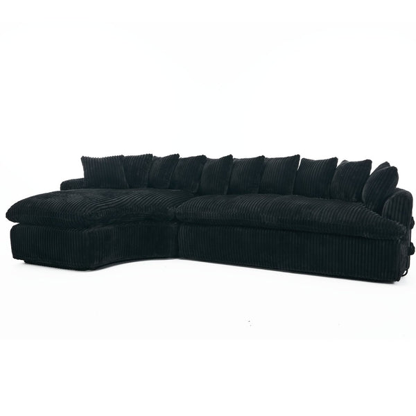 English Elm [new Arrived] 127 Inch Curved L-shape Sectional Sofa Corduroy Cushioned Living Room Seat W2108S00118