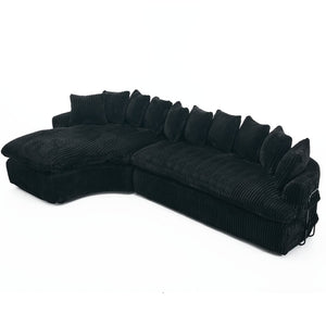 English Elm [new Arrived] 127 Inch Curved L-shape Sectional Sofa Corduroy Cushioned Living Room Seat W2108S00118