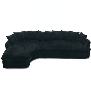 English Elm [new Arrived] 127 Inch Curved L-shape Sectional Sofa Corduroy Cushioned Living Room Seat W2108S00118