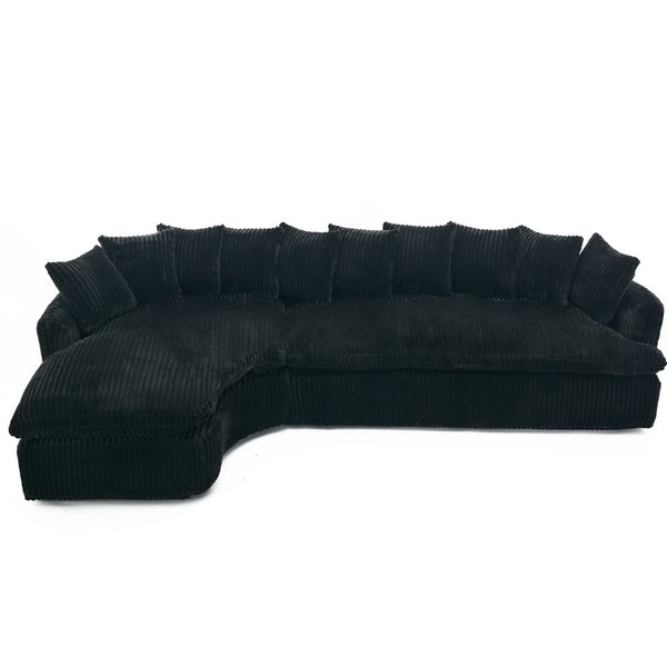 English Elm [new Arrived] 127 Inch Curved L-shape Sectional Sofa Corduroy Cushioned Living Room Seat W2108S00118