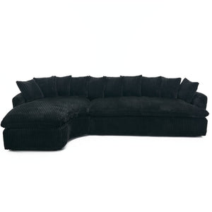 English Elm [new Arrived] 127 Inch Curved L-shape Sectional Sofa Corduroy Cushioned Living Room Seat W2108S00118