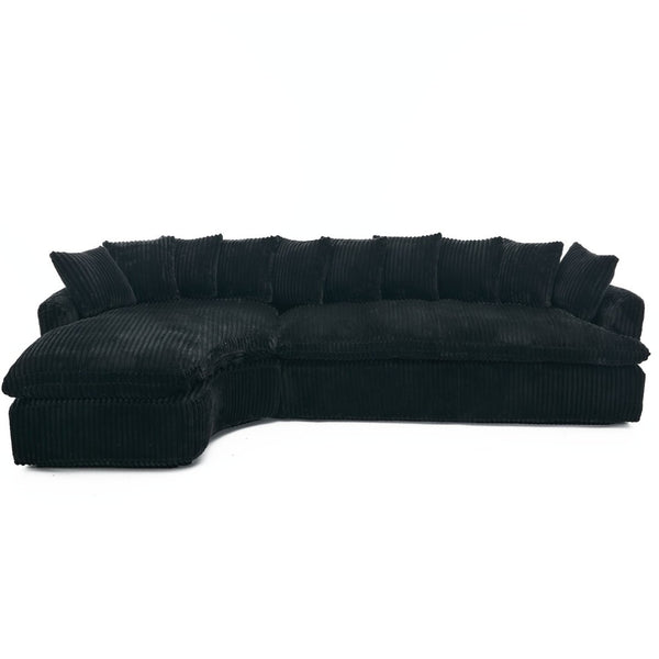 English Elm [new Arrived] 127 Inch Curved L-shape Sectional Sofa Corduroy Cushioned Living Room Seat W2108S00118