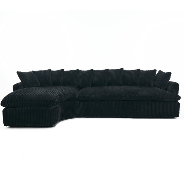 English Elm [new Arrived] 127 Inch Curved L-shape Sectional Sofa Corduroy Cushioned Living Room Seat W2108S00118