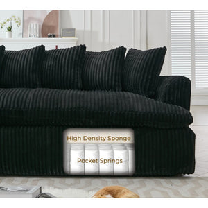 English Elm [new Arrived] 127 Inch Curved L-shape Sectional Sofa Corduroy Cushioned Living Room Seat W2108S00118