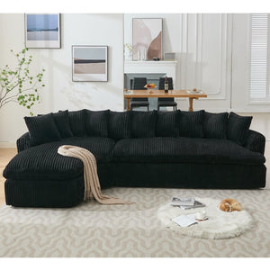 English Elm [new Arrived] 127 Inch Curved L-shape Sectional Sofa Corduroy Cushioned Living Room Seat W2108S00118