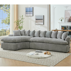 English Elm [new Arrived] 127 Inch Curved L-shape Sectional Sofa Gray Corduroy Lounge Living Room W2108S00119
