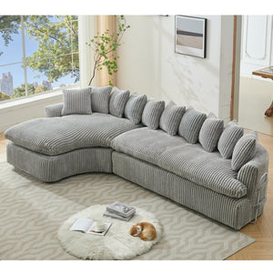 English Elm [new Arrived] 127 Inch Curved L-shape Sectional Sofa Gray Corduroy Lounge Living Room W2108S00119