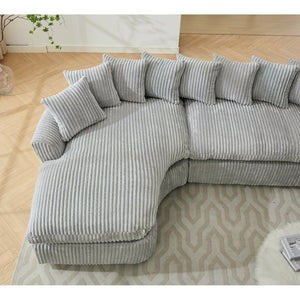 English Elm [new Arrived] 127 Inch Curved L-shape Sectional Sofa Gray Corduroy Lounge Living Room W2108S00119