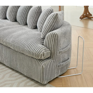 English Elm [new Arrived] 127 Inch Curved L-shape Sectional Sofa Gray Corduroy Lounge Living Room W2108S00119