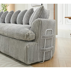 English Elm [new Arrived] 127 Inch Curved L-shape Sectional Sofa Gray Corduroy Lounge Living Room W2108S00119