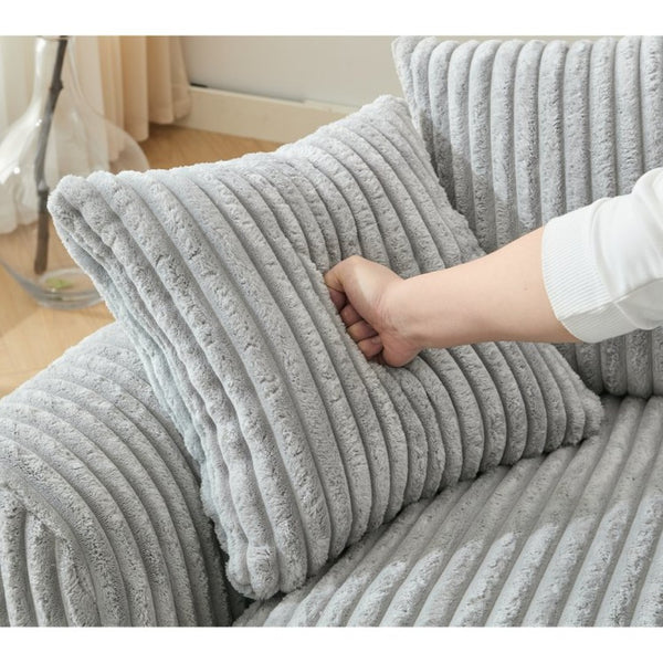 English Elm [new Arrived] 127 Inch Curved L-shape Sectional Sofa Gray Corduroy Lounge Living Room W2108S00119