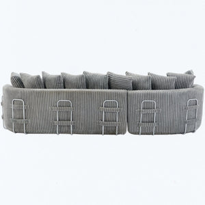 English Elm [new Arrived] 127 Inch Curved L-shape Sectional Sofa Gray Corduroy Lounge Living Room W2108S00119