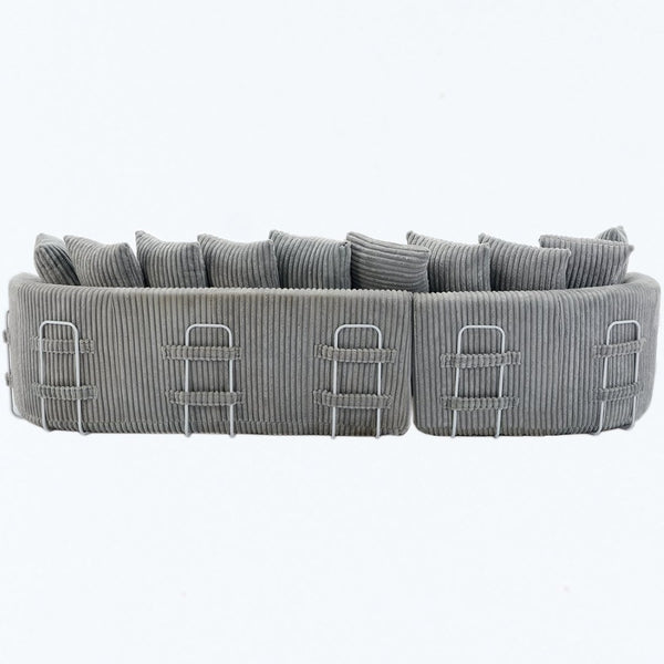 English Elm [new Arrived] 127 Inch Curved L-shape Sectional Sofa Gray Corduroy Lounge Living Room W2108S00119