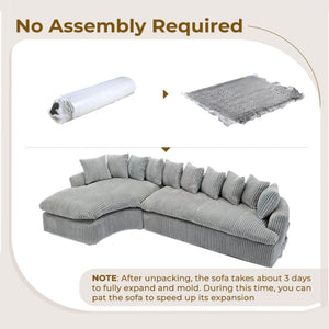 English Elm [new Arrived] 127 Inch Curved L-shape Sectional Sofa Gray Corduroy Lounge Living Room W2108S00119