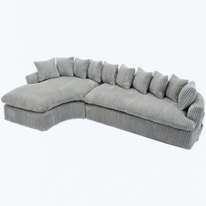 English Elm [new Arrived] 127 Inch Curved L-shape Sectional Sofa Gray Corduroy Lounge Living Room W2108S00119