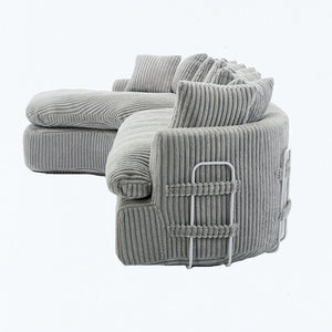 English Elm [new Arrived] 127 Inch Curved L-shape Sectional Sofa Gray Corduroy Lounge Living Room W2108S00119