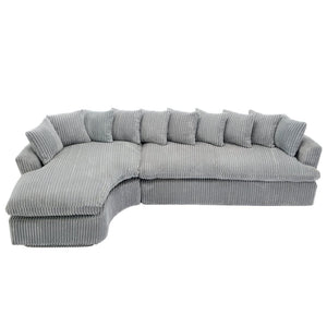 English Elm [new Arrived] 127 Inch Curved L-shape Sectional Sofa Gray Corduroy Lounge Living Room W2108S00119