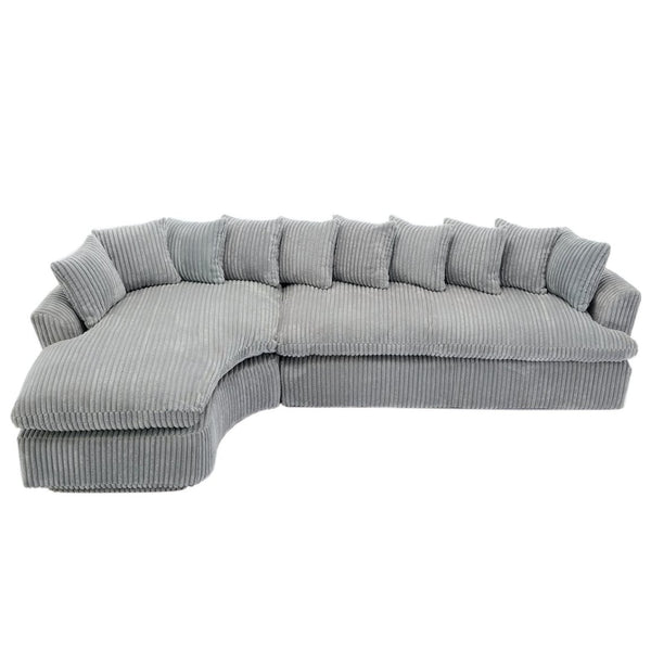 English Elm [new Arrived] 127 Inch Curved L-shape Sectional Sofa Gray Corduroy Lounge Living Room W2108S00119