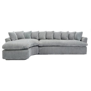English Elm [new Arrived] 127 Inch Curved L-shape Sectional Sofa Gray Corduroy Lounge Living Room W2108S00119