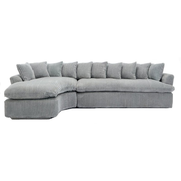 English Elm [new Arrived] 127 Inch Curved L-shape Sectional Sofa Gray Corduroy Lounge Living Room W2108S00119