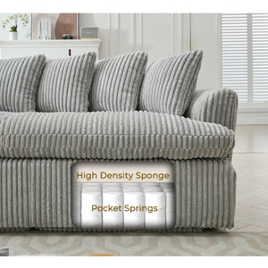 English Elm [new Arrived] 127 Inch Curved L-shape Sectional Sofa Gray Corduroy Lounge Living Room W2108S00119