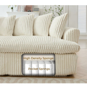 English Elm [new Arrived] Large Curved L-shape Sectional Sofa Corduroy Upholstered with Ten Back Cushions Beige W2108S00120