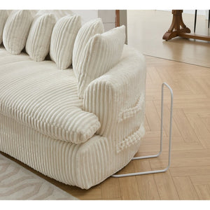 English Elm [new Arrived] Large Curved L-shape Sectional Sofa Corduroy Upholstered with Ten Back Cushions Beige W2108S00120