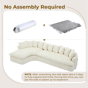 English Elm [new Arrived] Large Curved L-shape Sectional Sofa Corduroy Upholstered with Ten Back Cushions Beige W2108S00120
